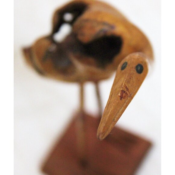 Vtg Hand Carved Drift wood Burl Ostrich Figure 6.5'' Bird Flamingo Heron Egret - Picture 5 of 10